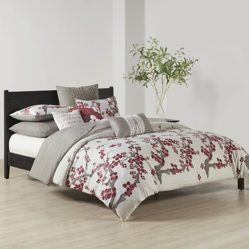 Natori Sakura Duvet Cover Reversible Cherry-Blossom Cotton Printed Flower authentic Floral